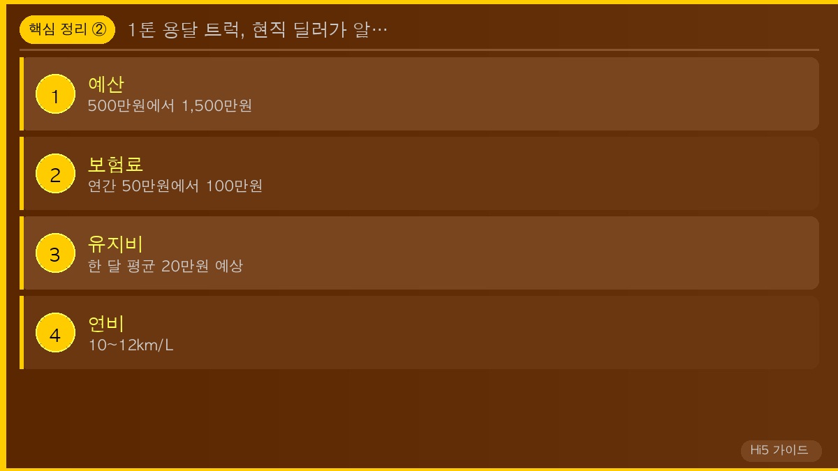 1톤 용달 트럭, 현직 딜러가 알려주는 선택 기준 핵심 정리 2
