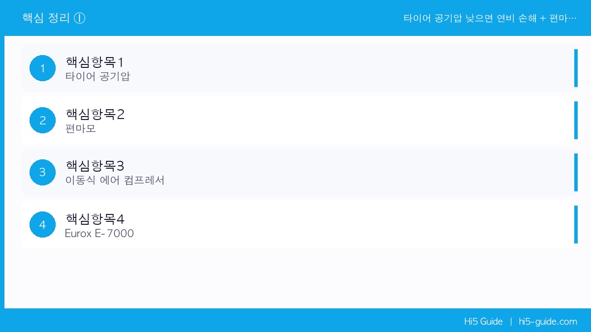 타이어 공기압 낮으면 연비 손해 + 편마모 — 이동식 에어 컴프레서 셀프 관리법 핵심 정보