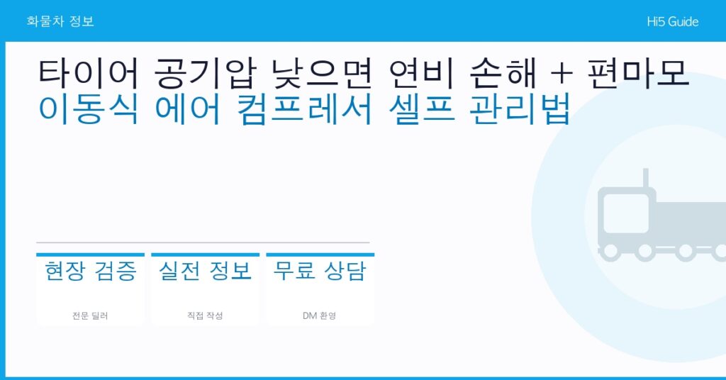 타이어 공기압 낮으면 연비 손해 + 편마모 — 이동식 에어 컴프레서 셀프 관리법