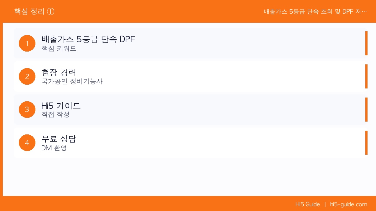 배출가스 5등급 단속 조회 및 DPF 저감장치 부착 신청 완전 가이드 핵심 정리 1