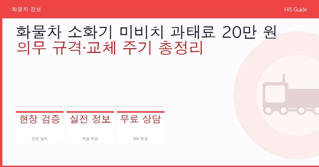 화물차 소화기 미비치 과태료 20만 원 — 의무 규격·교체 주기 총정리