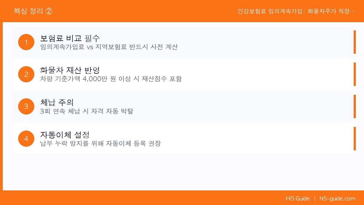 건강보험료 임의계속가입: 화물차주가 직장 퇴직 후 절약하는 방법 핵심 정리 2