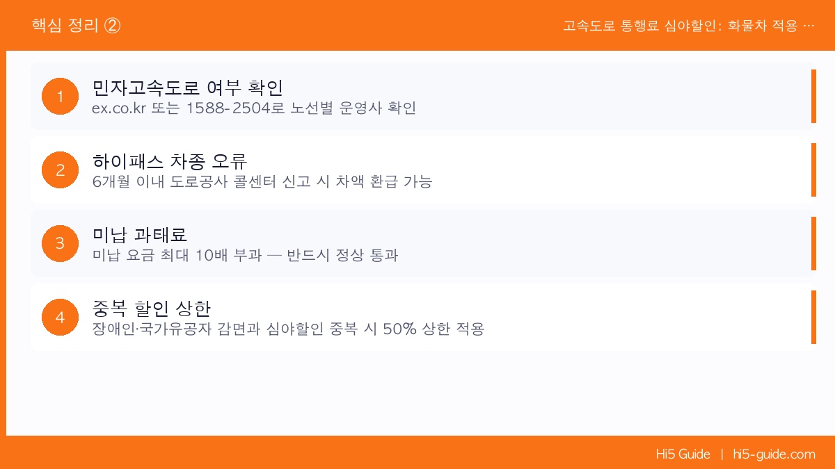 고속도로 통행료 심야할인: 화물차 적용 시간·조건·절약 금액 핵심 정리 2