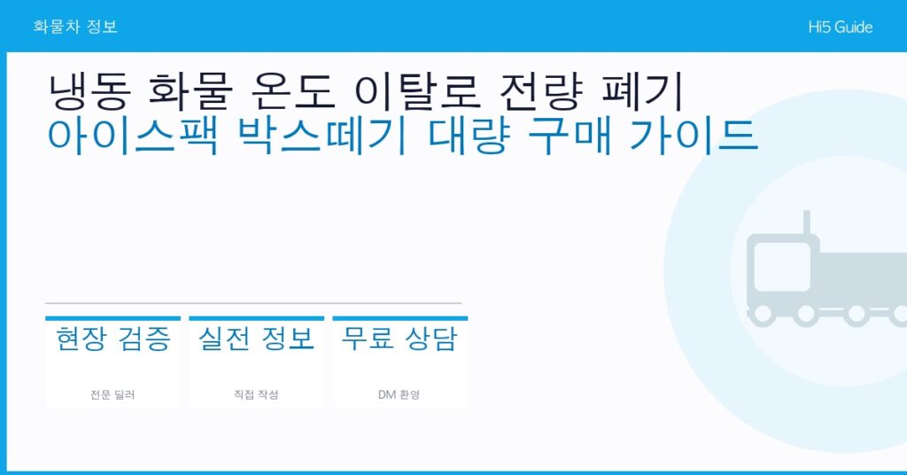 냉동 화물 온도 이탈로 전량 폐기 — 아이스팩 박스떼기 대량 구매 가이드