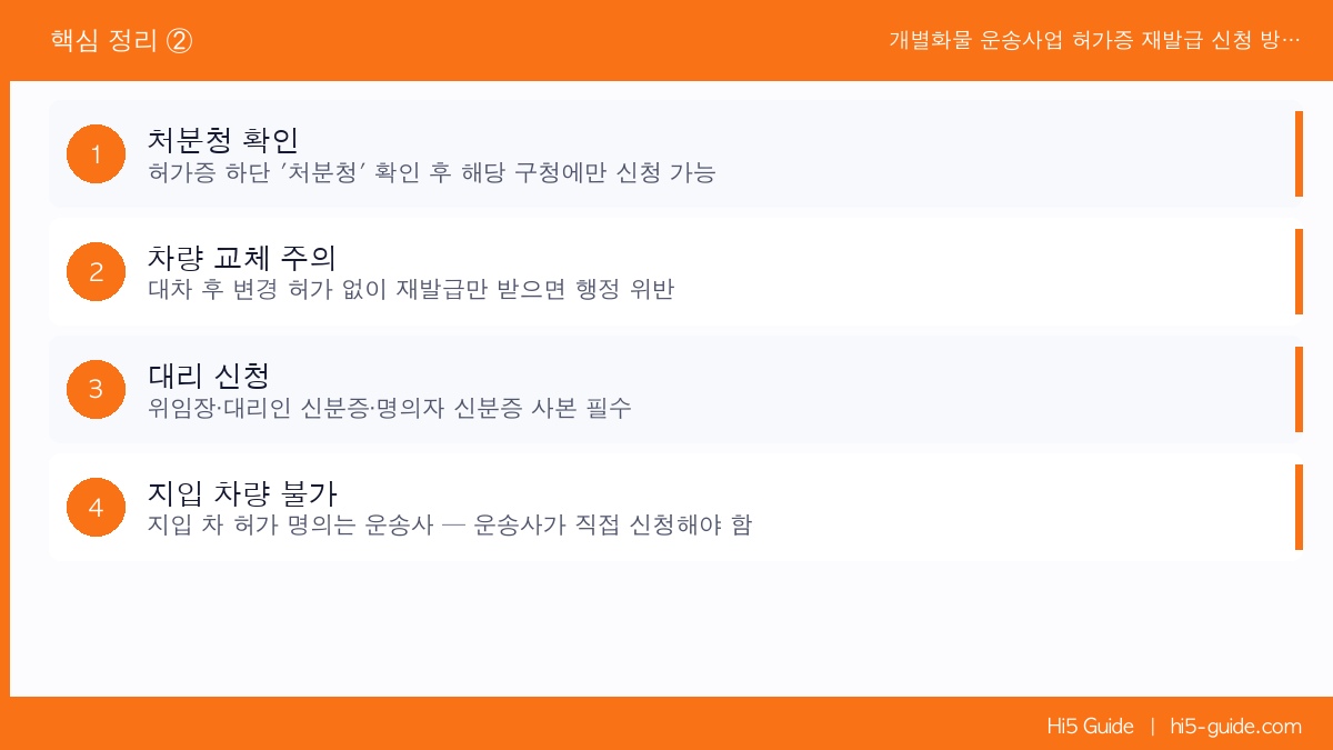 개별화물 운송사업 허가증 재발급 신청 방법 및 수수료 안내 핵심 정리 2