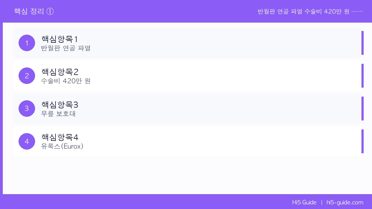 반월판 연골 파열 수술비 420만 원 — 화물차 기사 무릎 보호대 지금 끼세요 핵심 정보