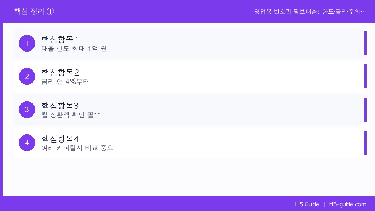 영업용 번호판 담보대출: 한도·금리·주의사항 현직 딜러 완전 공개 핵심 정리 1