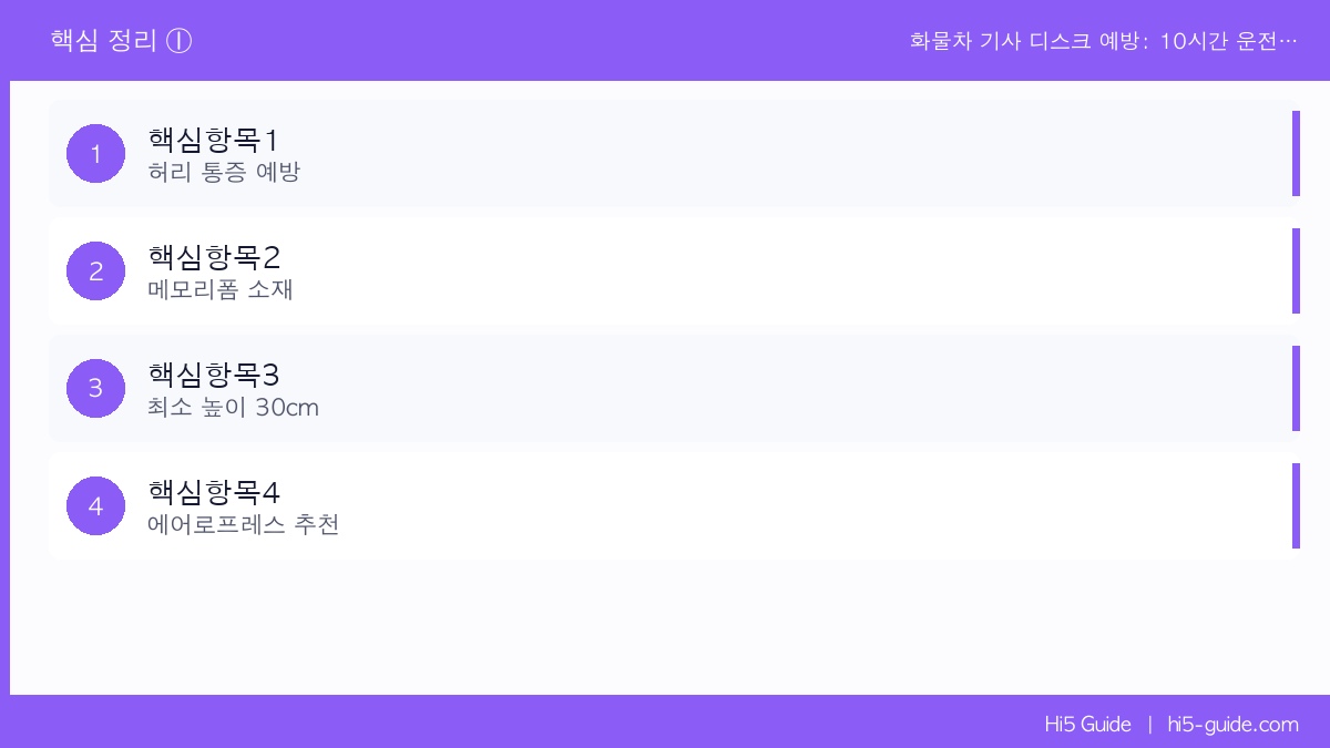 화물차 기사 디스크 예방: 10시간 운전해도 끄떡없는 리무진 등받이 쿠션 핵심 정보