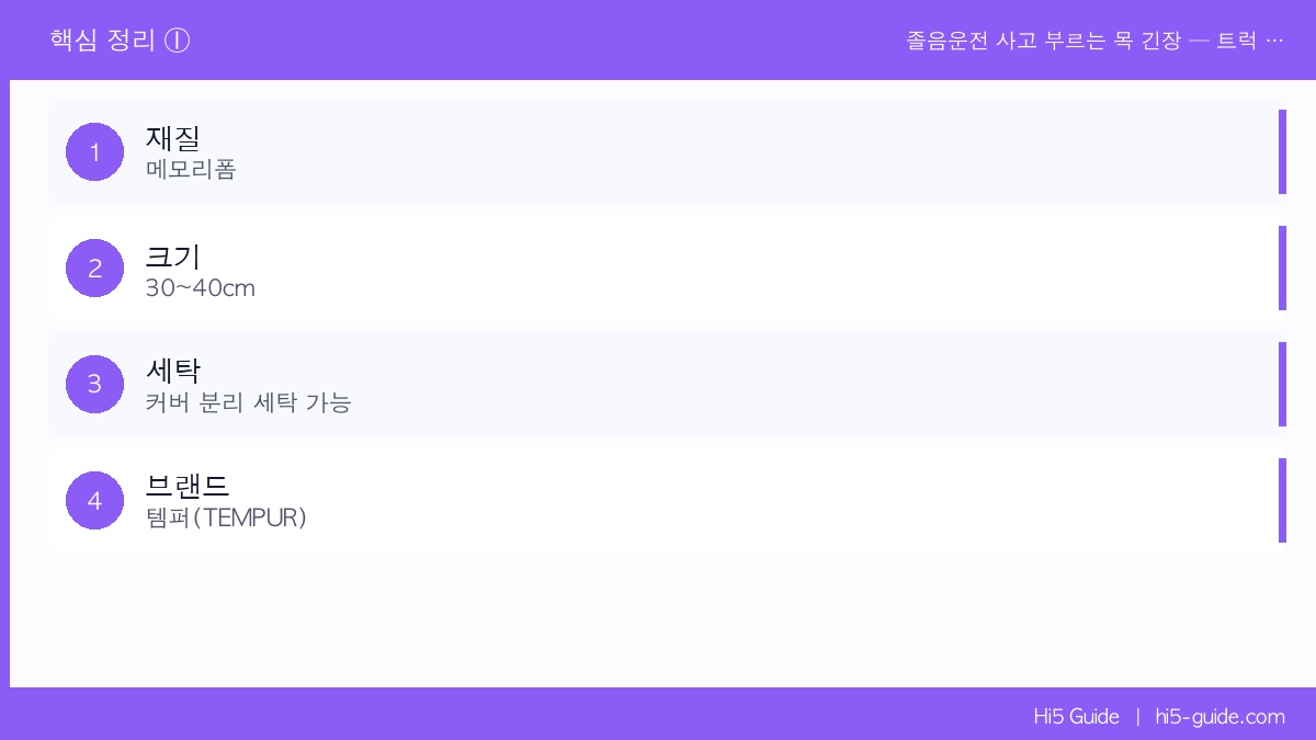 졸음운전 사고 부르는 목 긴장 — 트럭 기사가 쓰는 목 베개 따로 있습니다 핵심 정보