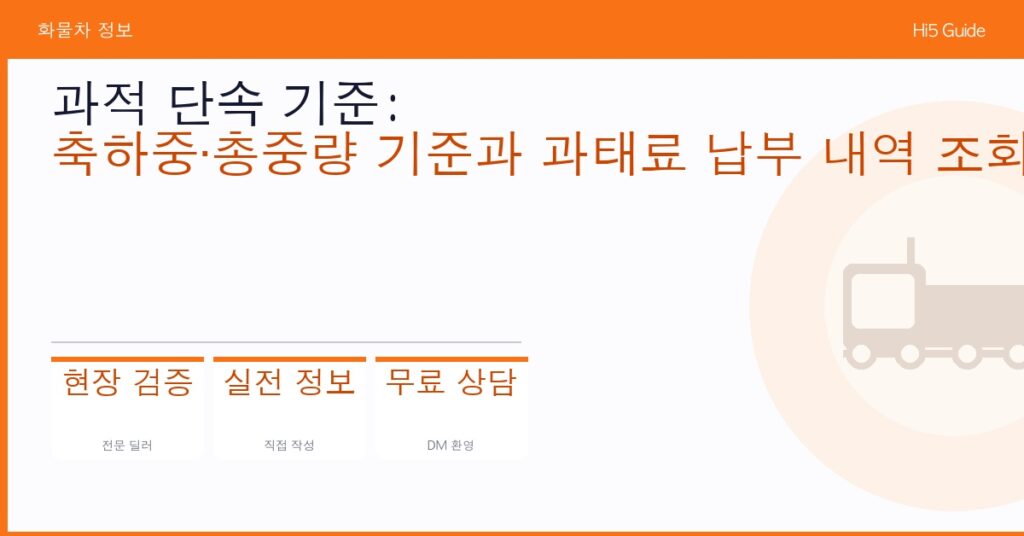 과적 단속 기준: 축하중·총중량 기준과 과태료 납부 내역 조회