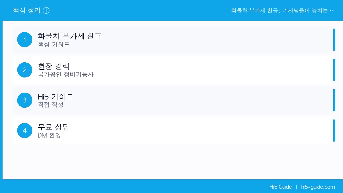 화물차 부가세 환급: 기사님들이 놓치는 연간 환급액, 지금 확인하세요 핵심 정리 1