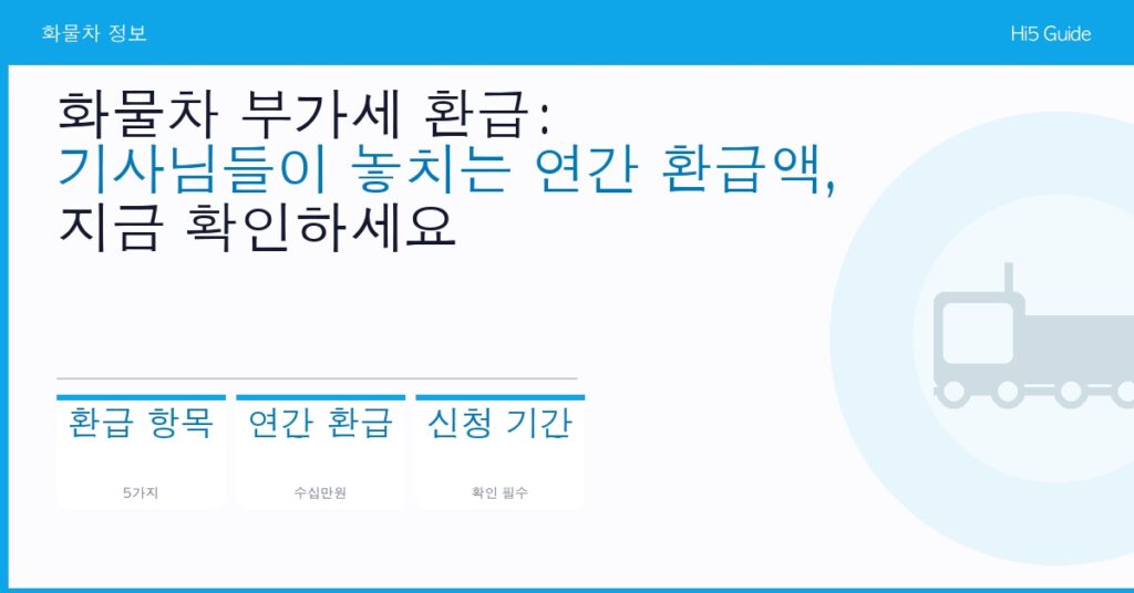 화물차 부가세 환급: 기사님들이 놓치는 연간 환급액, 지금 확인하세요