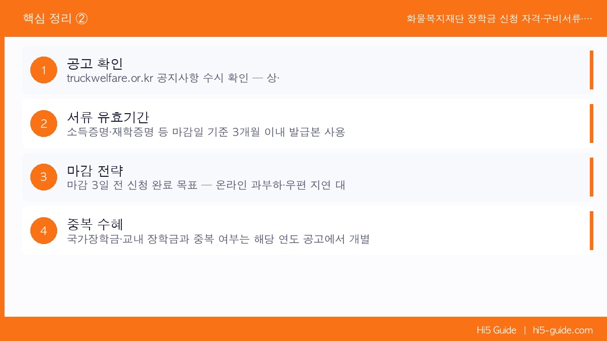 화물복지재단 장학금 신청 자격·구비서류·일정 완전 가이드 핵심 정리 2