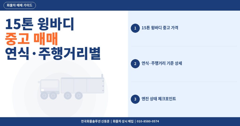 15톤 윙바디 중고 매매 – 연식·주행거리별 가격과 엔진 상태 체크포인트 썸네일