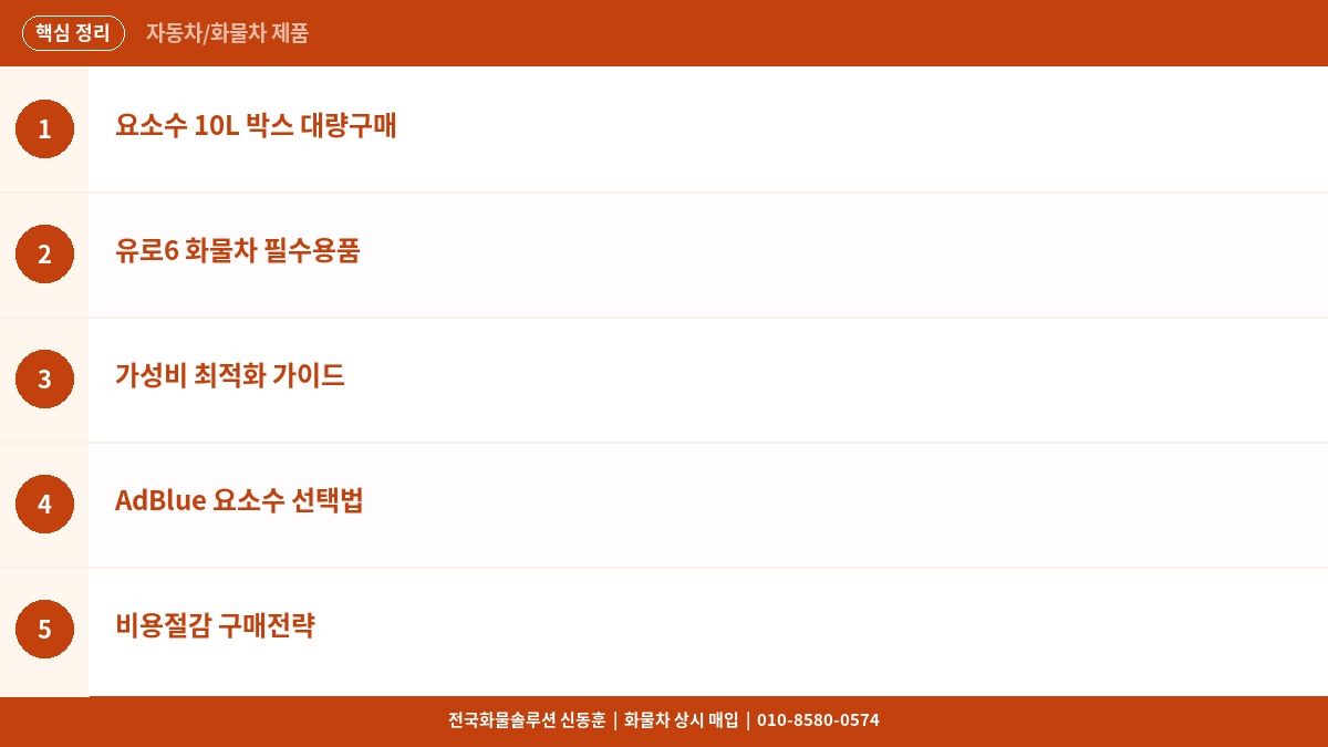 요소수 10L 박스떼기 추천 – 유로6 화물차 AdBlue 가성비 대량구매 가이드 핵심 정리