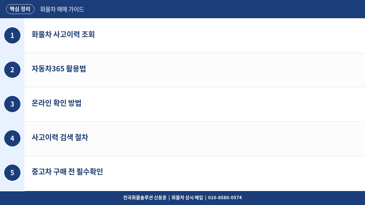 화물차 사고이력 조회 방법 – 자동차365에서 직접 확인하는 법 핵심 정리