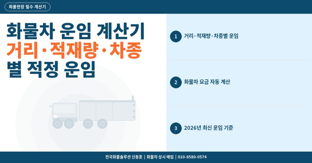 화물차 운임 계산기 – 거리·적재량·차종별 적정 운임 산출 방법 2026 썸네일