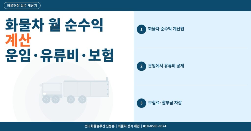 화물차 월 순수익 계산 – 운임·유류비·보험료·할부 공제 후 실수령액 시뮬레이션 썸네일