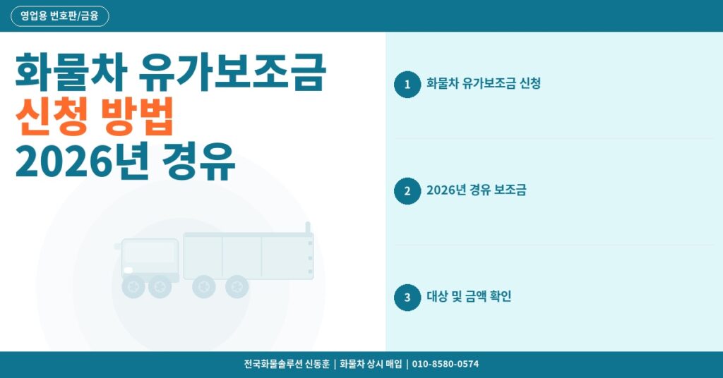 화물차 유가보조금 신청 방법 – 2026년 경유 보조금 대상·금액·온라인 신청 절차 썸네일