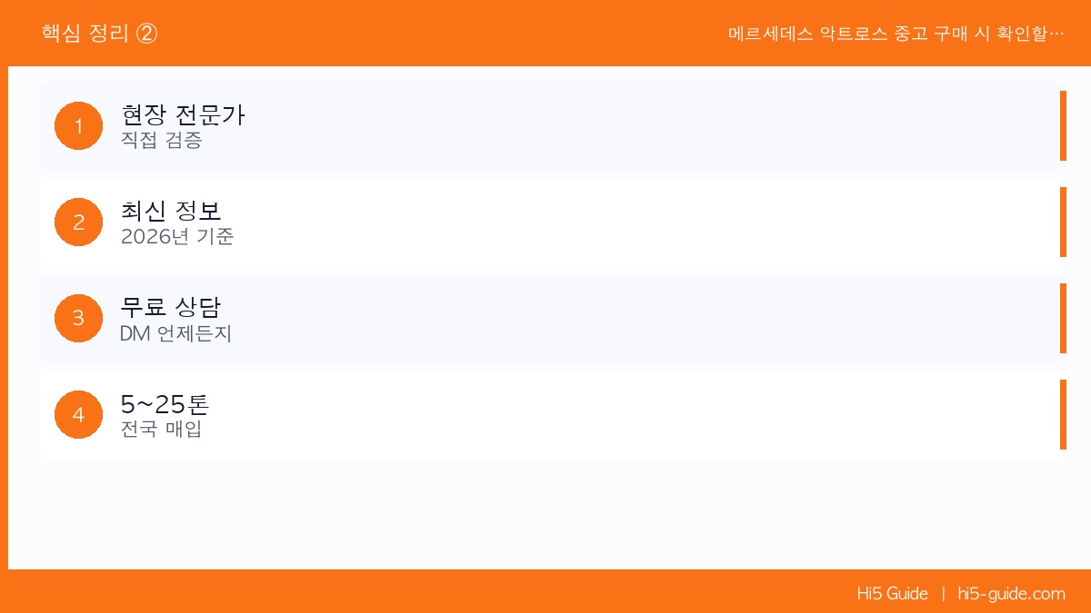 메르세데스 악트로스 중고 구매 시 확인할 것 — 현장 딜러가 말하는 숨겨진 결함 핵심 정리 2