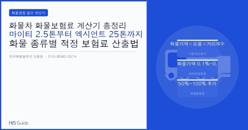 화물차 화물보험료 계산기 총정리 - 마이티 2.5톤부터 엑시언트 25톤까지 화물 종류별 적정 보험료 산출법