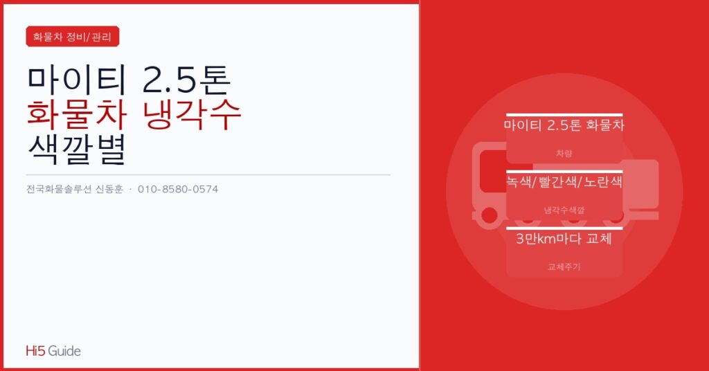 마이티 2.5톤 화물차 냉각수 색깔별 상태 진단법과 3만km 교체 시기 기준