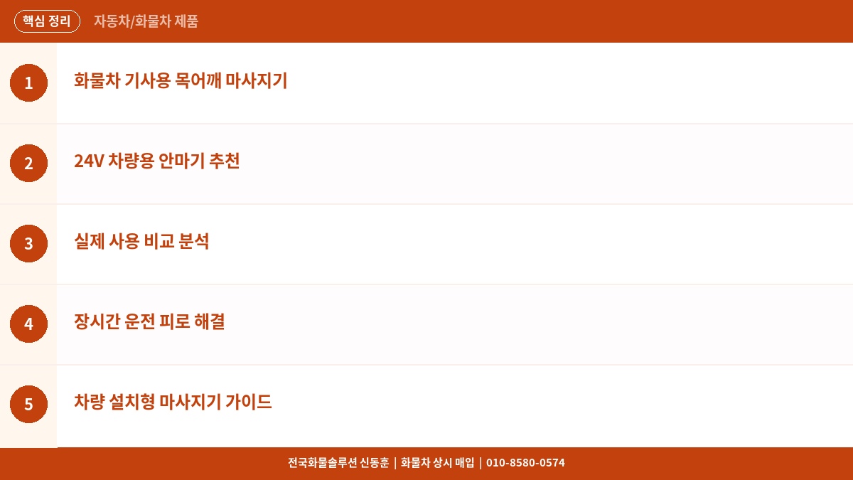 화물차 기사 목·어깨 안마기 추천 – 24V 차량용 마사지기 실사용 비교 핵심 정리