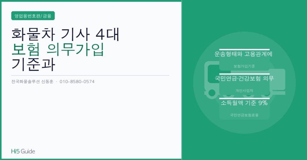 화물차 기사 4대 보험 의무가입 기준과 마이티 2.5톤 보험료 절감 방법 총정리