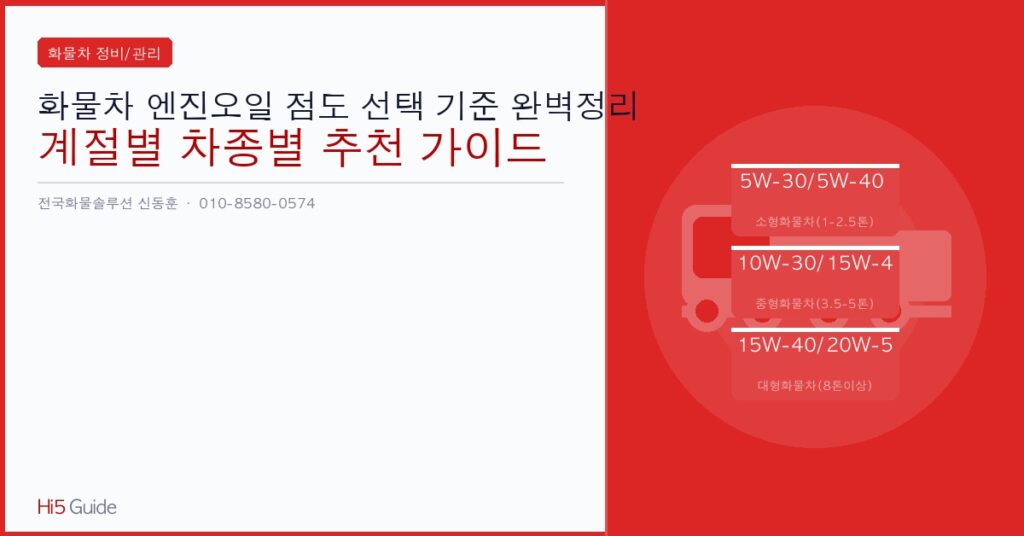 화물차 엔진오일 점도 선택 기준 완벽정리 — 계절별 차종별 추천 가이드