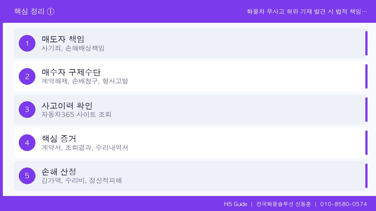화물차 무사고 허위 기재 발견 시 법적 책임과 피해 보상 받는 방법 총정리 핵심 정리