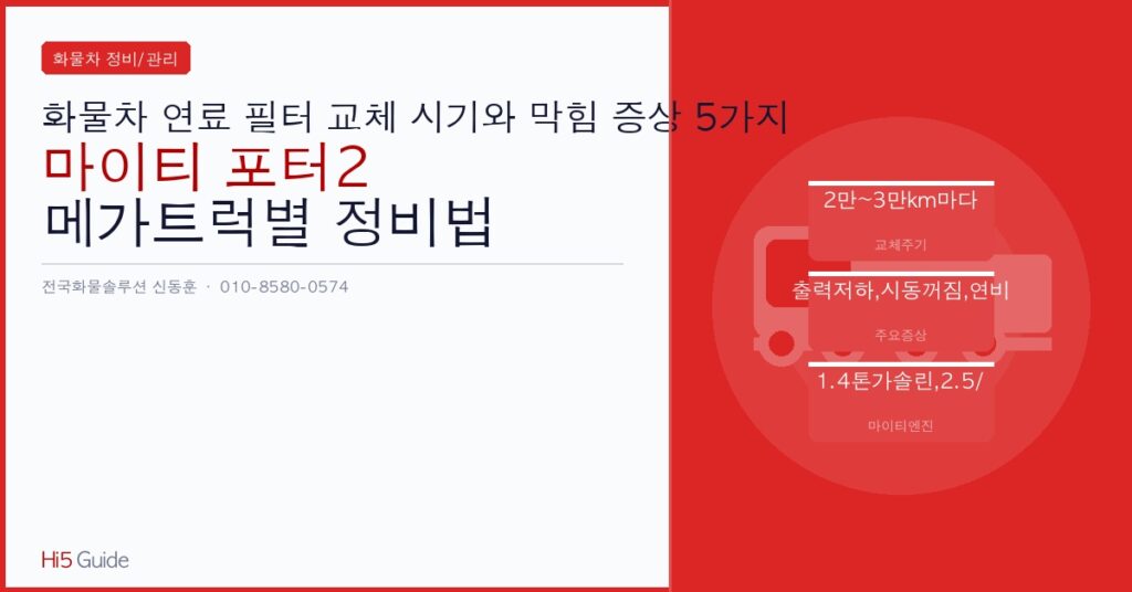 화물차 연료 필터 교체 시기와 막힘 증상 5가지 - 마이티 포터2 메가트럭별 정비법