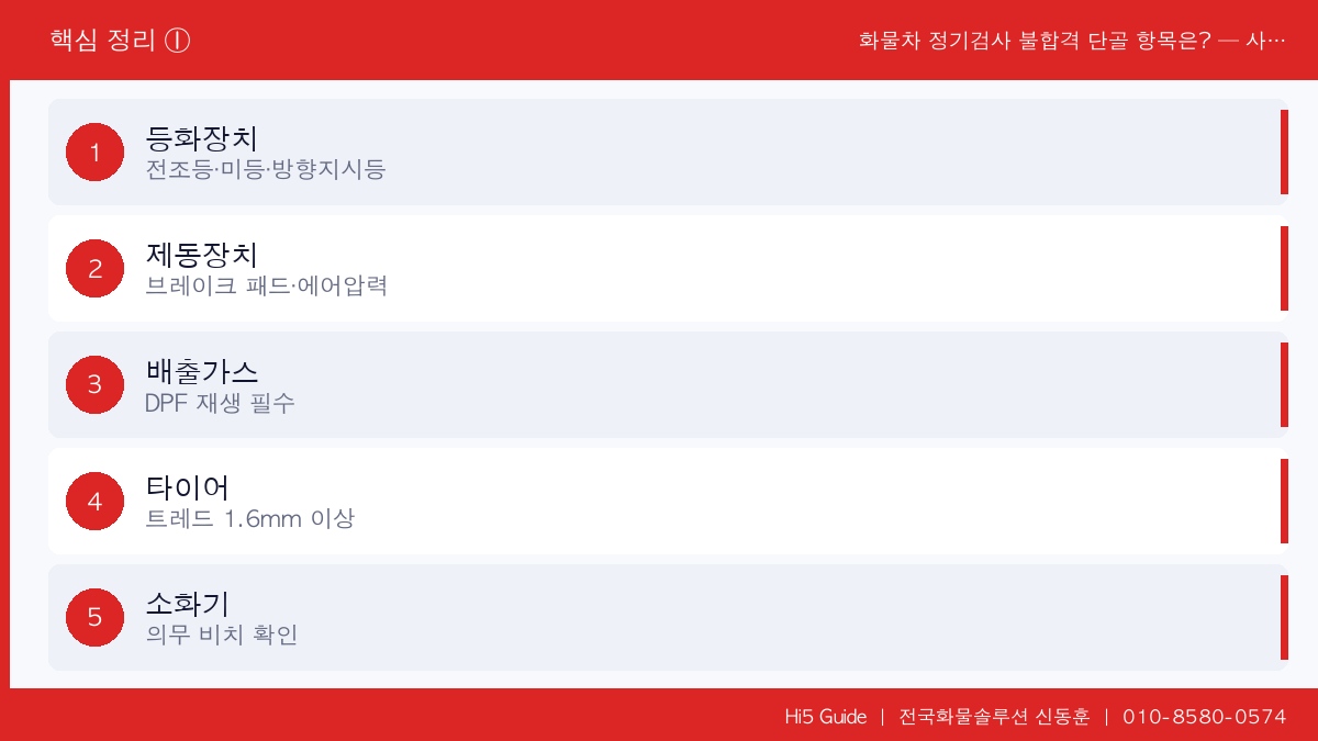 화물차 정기검사 불합격 단골 항목은? — 사전에 알면 재검사비 아끼는 체크리스트 체크리스트
