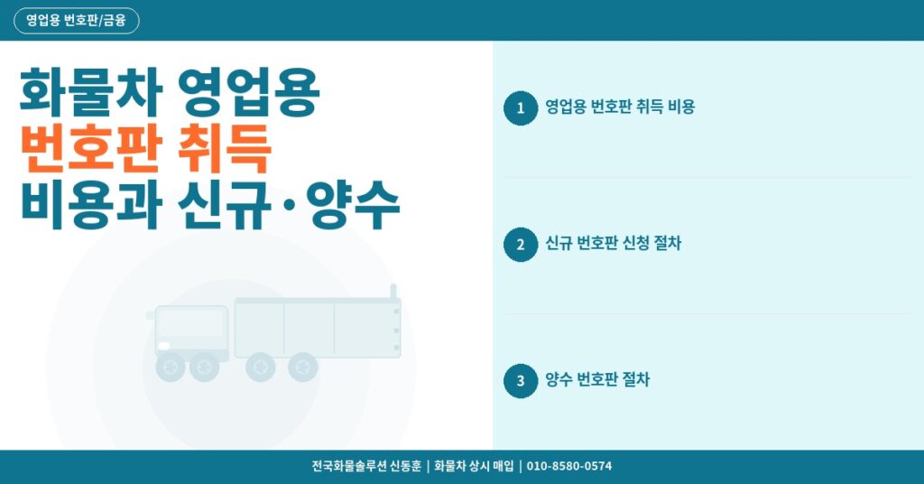 화물차 영업용 번호판 취득 비용과 신규·양수 절차 완벽 정리 썸네일