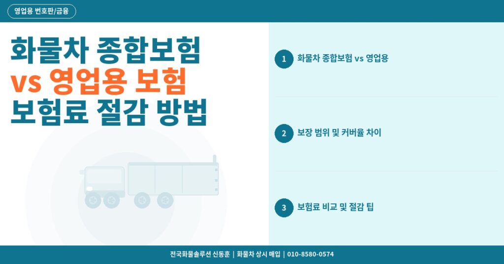 화물차 종합보험 vs 영업용 보험 차이 – 보험료 절감 방법 썸네일