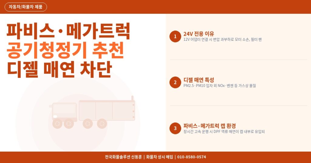 파비스·메가트럭 공기청정기 추천 – 디젤 매연 차단 24V 제품 TOP5 썸네일