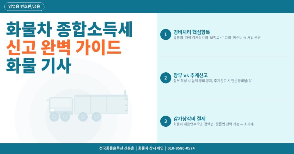 화물차 종합소득세 신고 완벽 가이드 – 화물 기사 경비처리와 절세 항목 총정리 썸네일