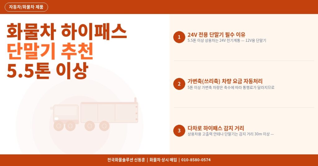 화물차 하이패스 단말기 추천 – 5.5톤 이상 상용차 호환 모델 완벽 비교 썸네일