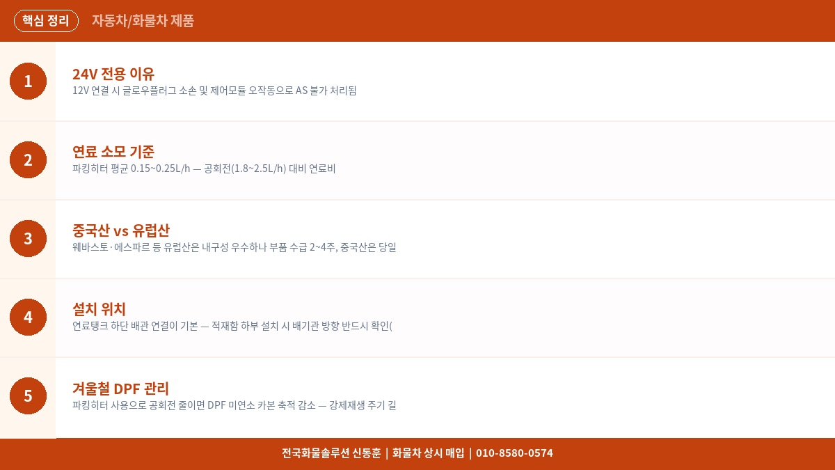 화물차 주차 히터(무시동 히터) 추천 – 파킹히터 브랜드 비교 2026