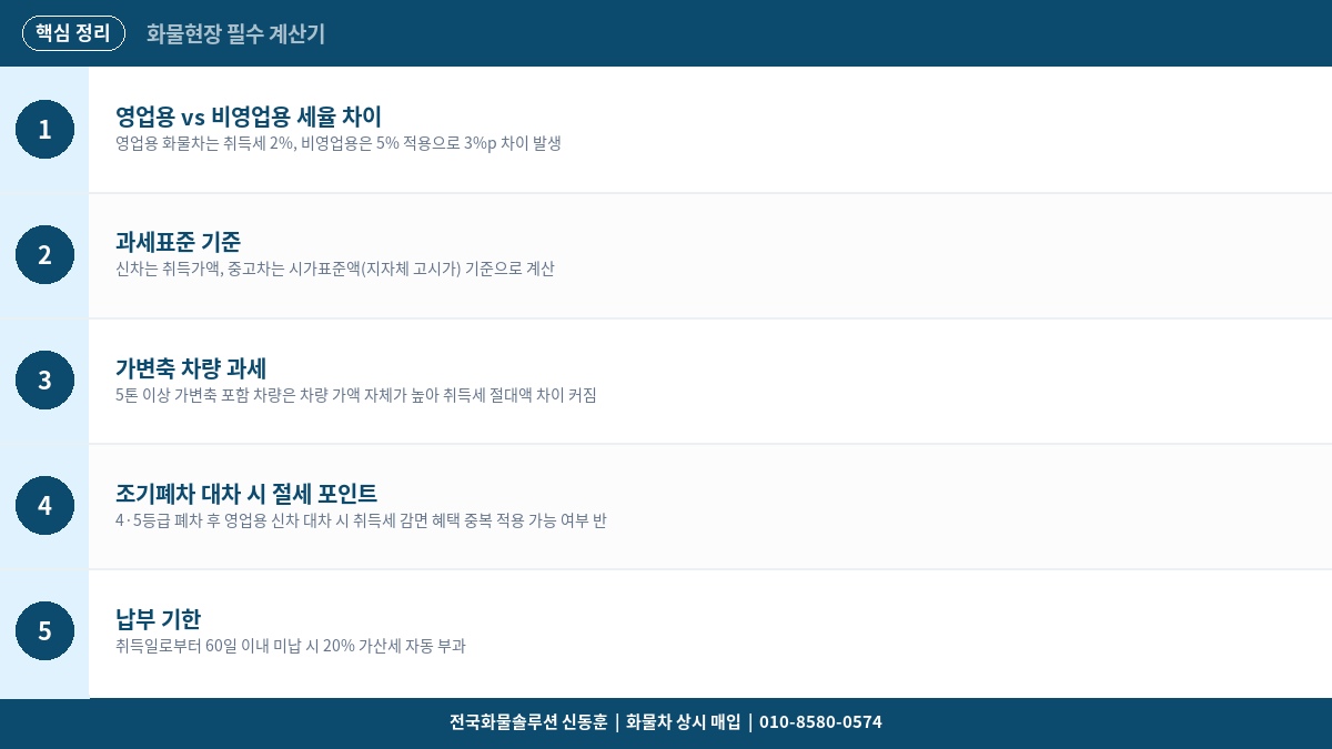 화물차 취득세 계산기 – 영업용 비영업용 세율 자동 계산
