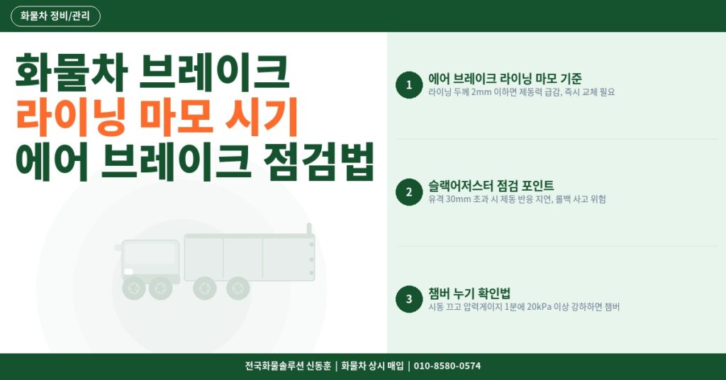 화물차 브레이크 라이닝 마모 시기 – 에어 브레이크 점검법 썸네일