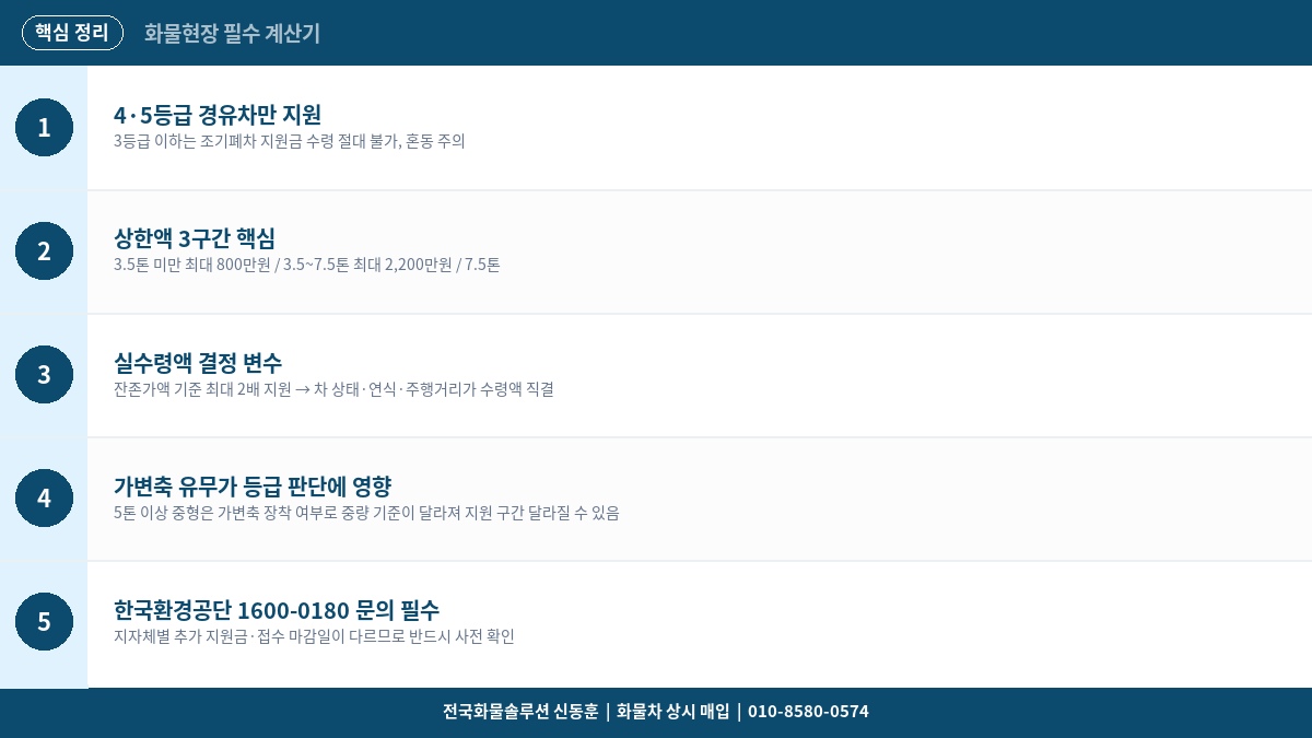 화물차 조기폐차 지원금 계산기 – 차종별 최대 수령액 확인
