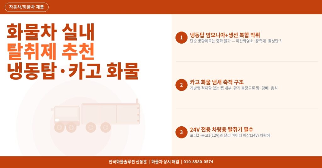 화물차 실내 탈취제 추천 – 냉동탑·카고 화물 냄새 완벽 제거 제품 비교 썸네일
