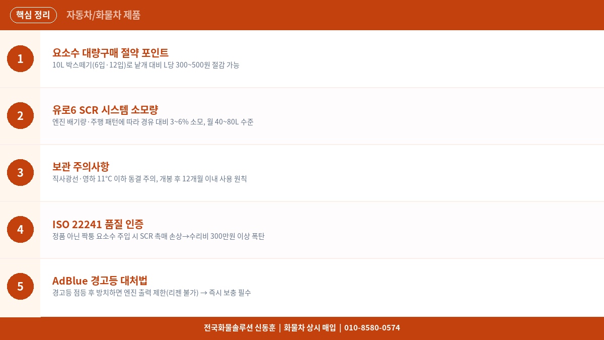 요소수 10L 박스떼기 추천 – 유로6 화물차 AdBlue 가성비 대량구매 가이드